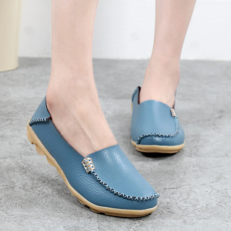 Flat Shoes Women Slip On Shoes For Women's moccasins Genuine Leather Loafers Women Flats Ladies Shoes Plus Size Sapato Feminino