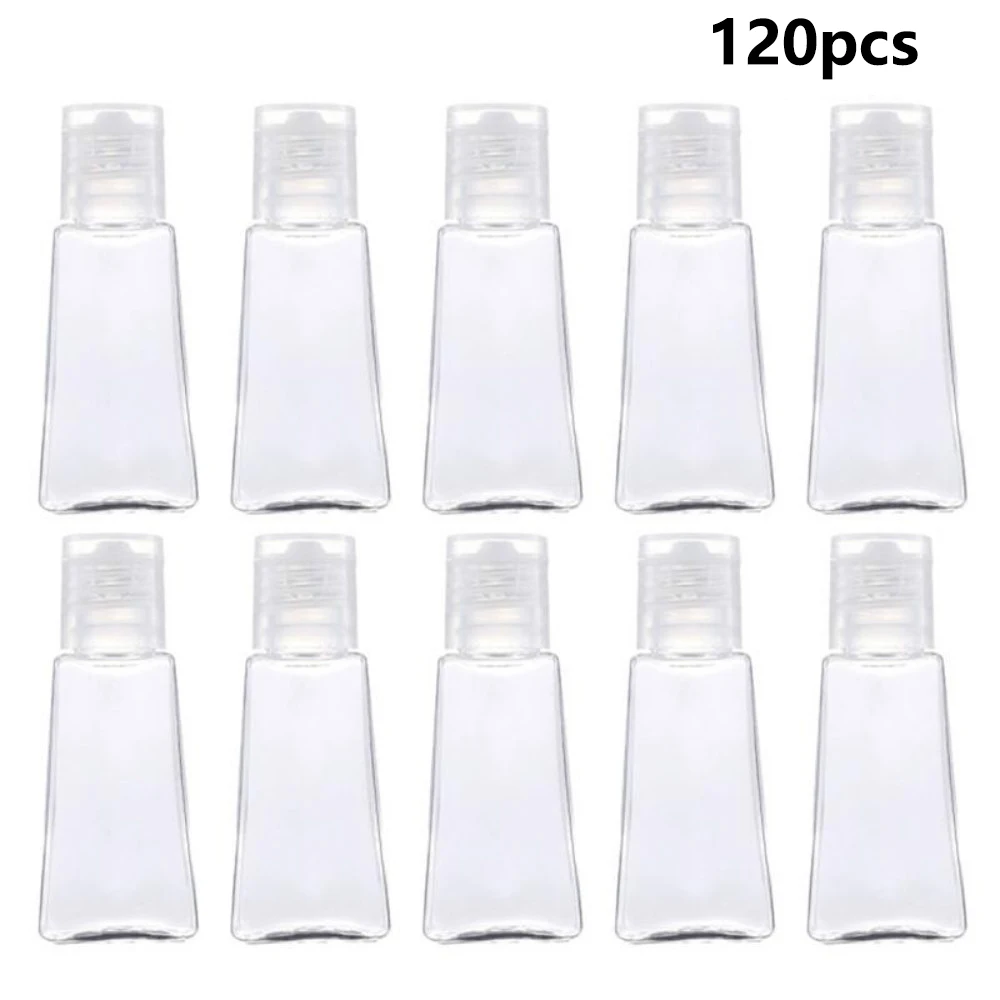 120pcs 30ml Trapezoidal Empty Hand Sanitizer Bottles Refillable Plastic Container Transparent Gel Bottle