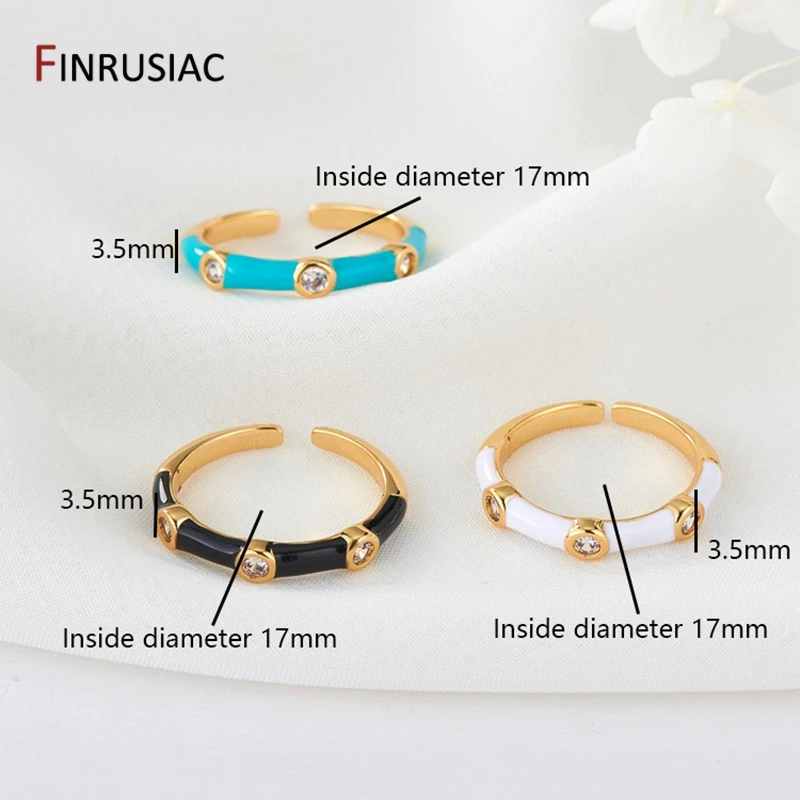 2022 NEW Simple Fashion 3 Colors Enamel Rings Pave Setting Zircon, Adjustable Open Rings For Women Jewelry Couple Ring Gift