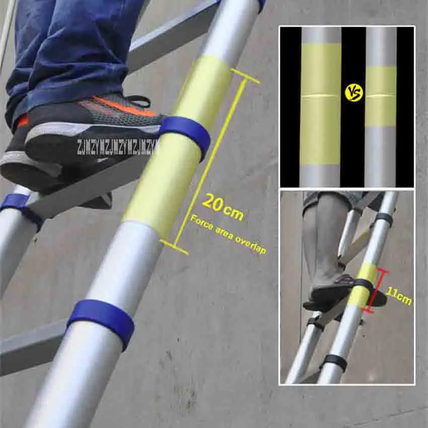두꺼운 알루미늄 합금 헤링본 사다리, 휴대용 가정용 9 + 9 단계 텔레스코픽 사다리 (2.65M + 2.65M), 고품질
