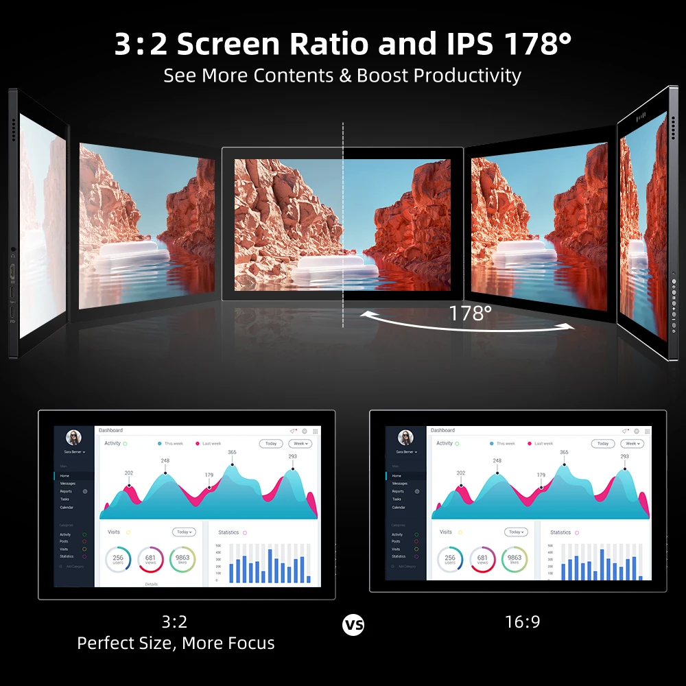 UPERFECT TouchScreen Portable Monitor FHD IPS 12.3/14.0 Inch Display Screen For Raspberry Pi Switch XBOX Laptop Phone Samgsung