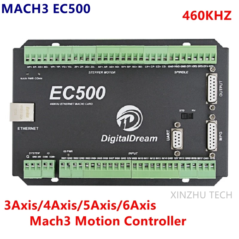 

2023 New Mach3 CNC Controller EC500 3/4/5/6 Axis CNC Motion Controller For Option Max Frequency Output 460Khz/Axis