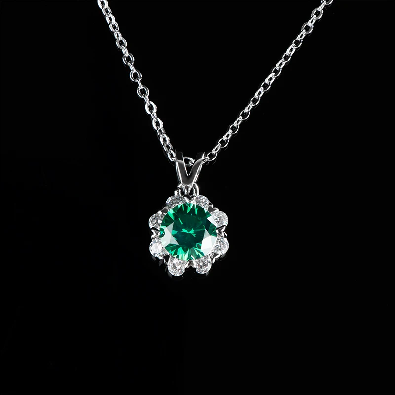 Cellacity Luxury  silver 925 jewelry pendant necklace with 2ct green color lab diamond gemstones or Women Jewelry Wedding Gift