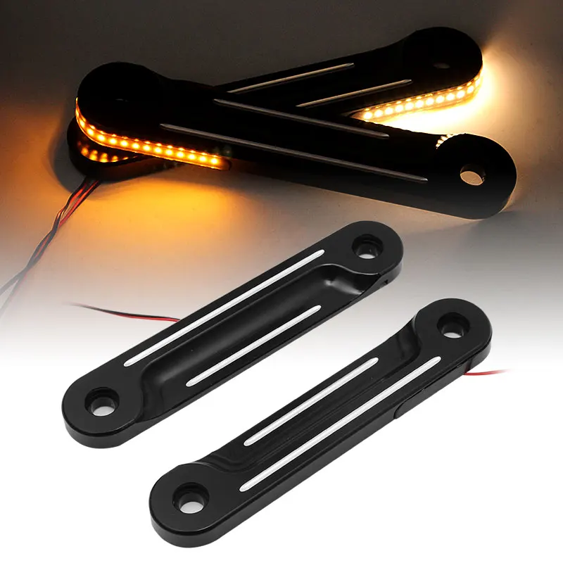 Jedna para aluminium motocyklowe widelec kierunkowskazy LED wsporników Flasher dla Harley Road King electro przemieszczanie się po ulicy CVO 1998-Up