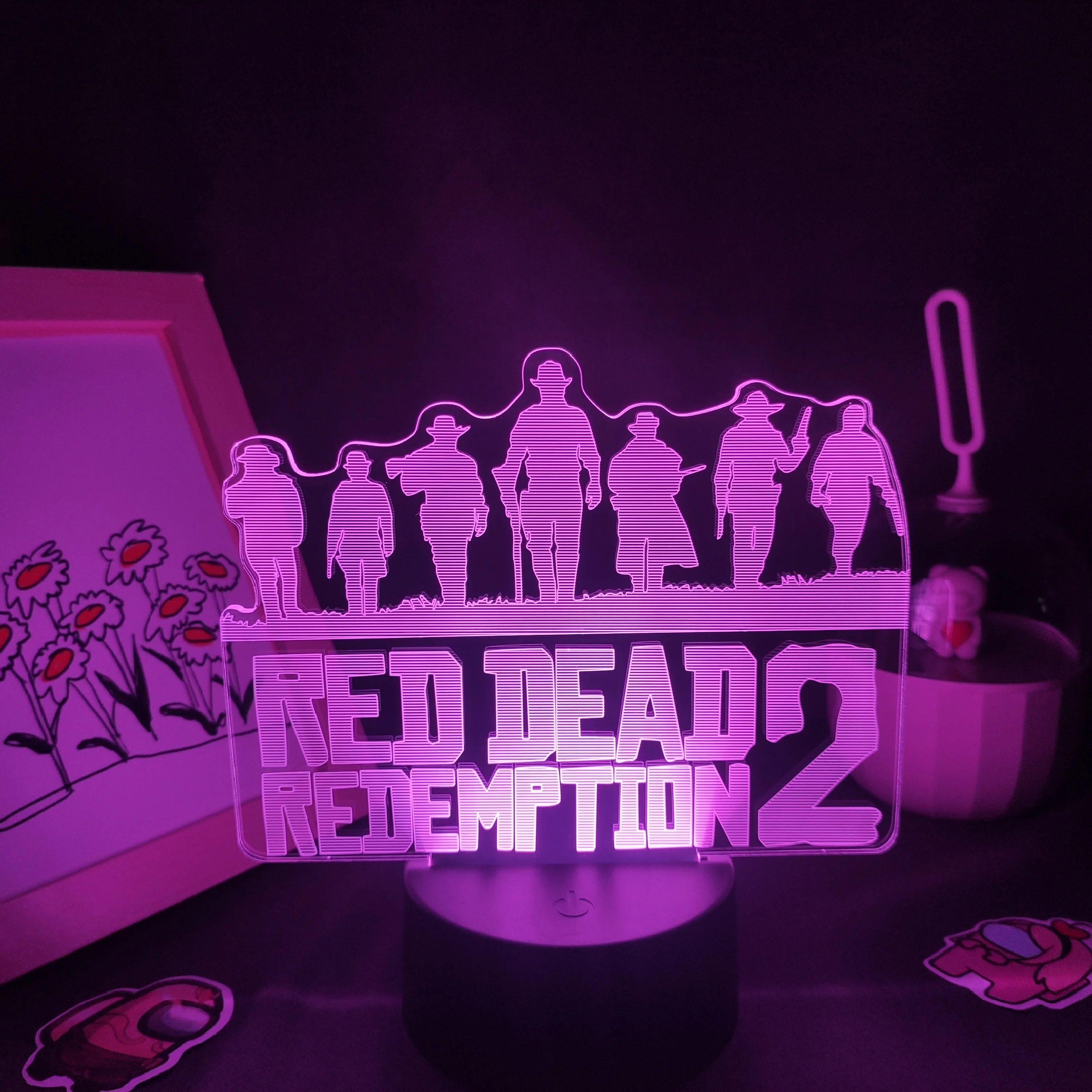 Red Dead Redemptions 2 LOGO Game Figure Arthur Morgan 3D Lamps Led RGB Night Lights Cool Gift Bed Room Table Colorful Decoration