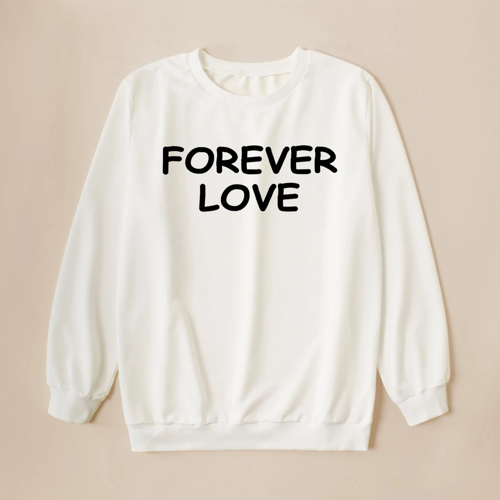 Forever love Print Sweatshirt Family Set 2021O-Neck Long Sleeve Casual Pullovers Cute Mommy and Me Clothes Cotton Sweatshirt