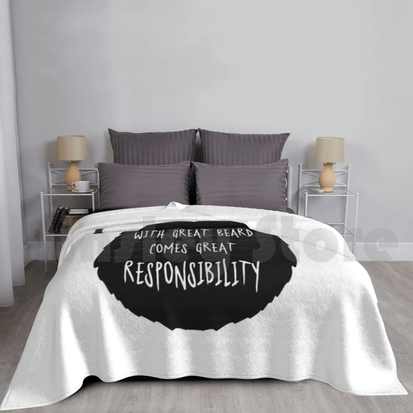 Great Beard Responsibility Funny Quote Blanket Fashion Custom Typography Funny Humour Hipster Fun Crazy