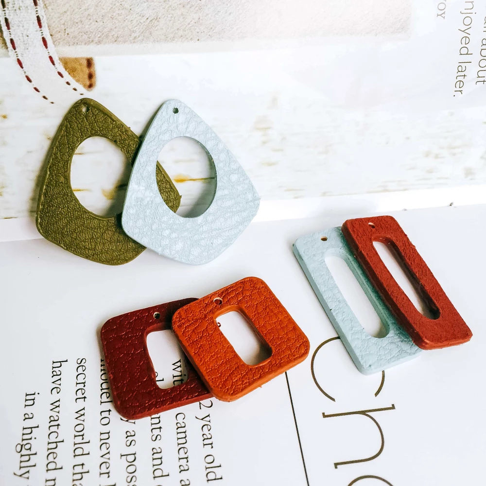 ZEROUP Ear Drop Multicolors Leather Earring Accessories Pendant Necklace Charms Diy Handmade Material Components 8pcs