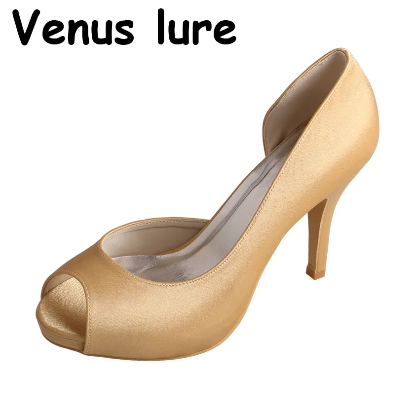 

Venus lure Customized 23 Colors 10CM Platform Shoes Bridal Peep Toe Bridesmaid Shoes Size 9