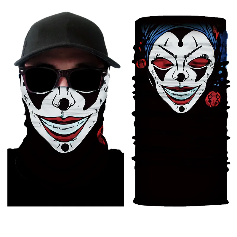 Halloween Skull Mask Balaclava for Motorcycle Half Face Masks Cover Unisex Ski Windproof Scarf Summer Neck Sunscreen Shawl