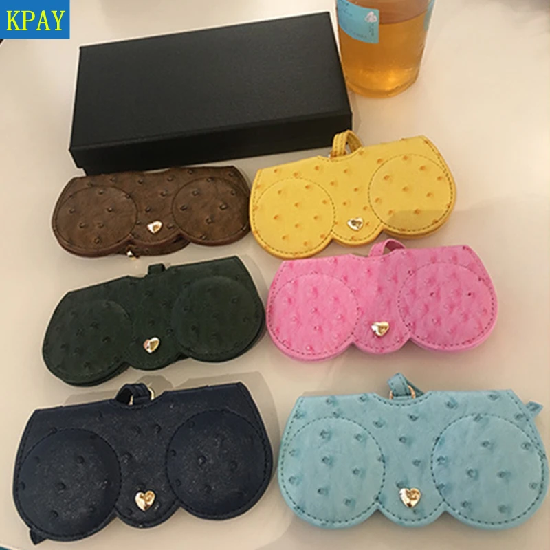 PU Leather Ostrich PatternGlasses Bag Multi-function Eyeglasses Case Cover Women Sunglasses Storage Protection Ins Eyewear Bags