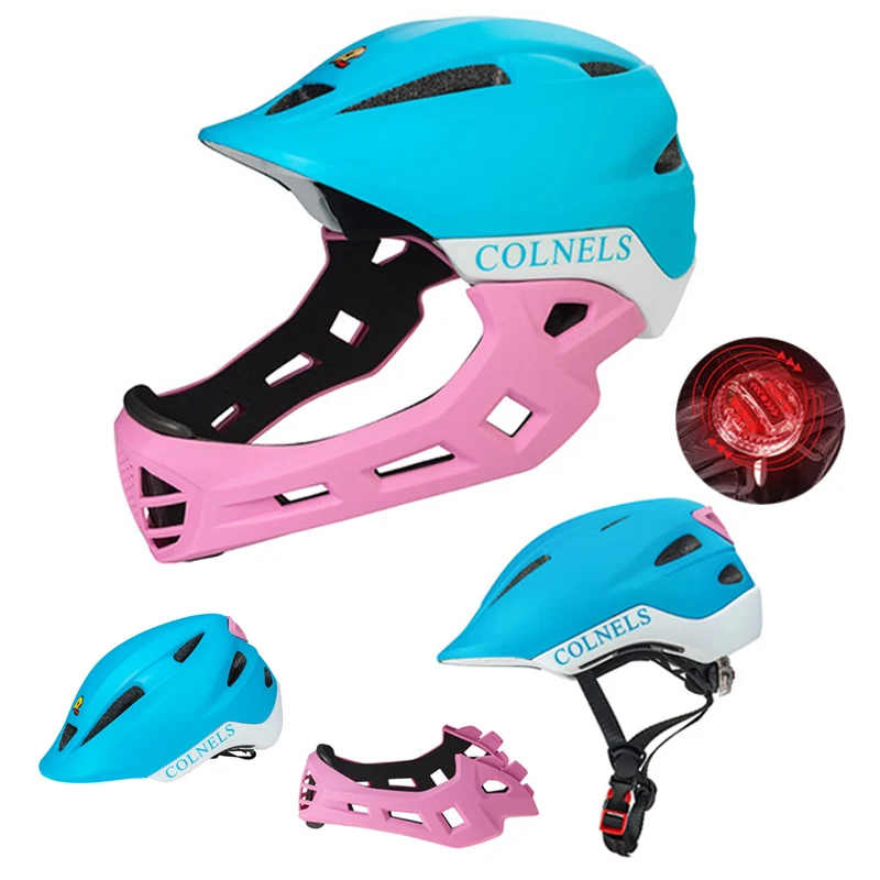 Kids Cycling Helmet with Taillight Full Face Detachable Children Helmet MTB Downhill Bike Helmet Sports Safety Capacete Ciclismo