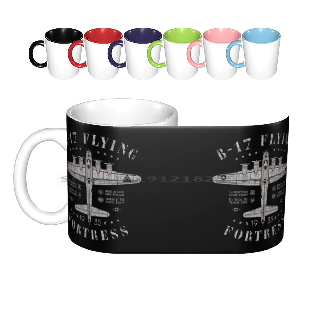 B-17 Flying Fortress Ceramic Mugs Coffee Cups Milk Tea Mug B 17 B17 Bomber Bombers Blueprint Usaaf Usaac Usaf United States Air