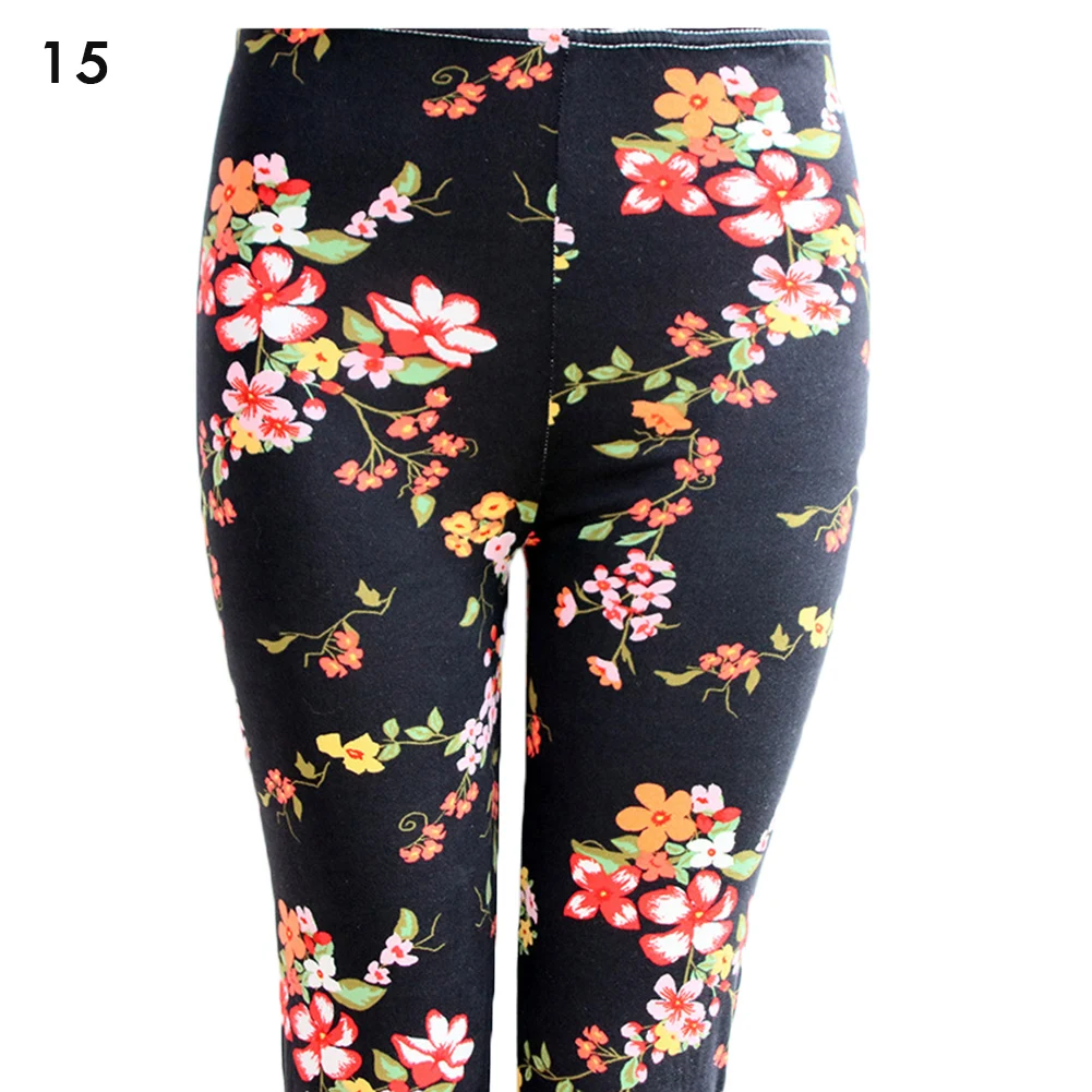 Christmas Women\'s Leggings Pants Snow deer print cropped stretch pants High Waist Leggings 18 Color Ladies Christmas Party Pants