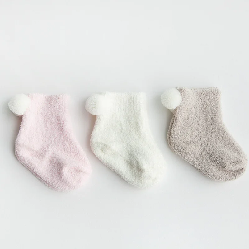3Pair/lot New thick warm baby socks boys girls baby solid color newborn socks