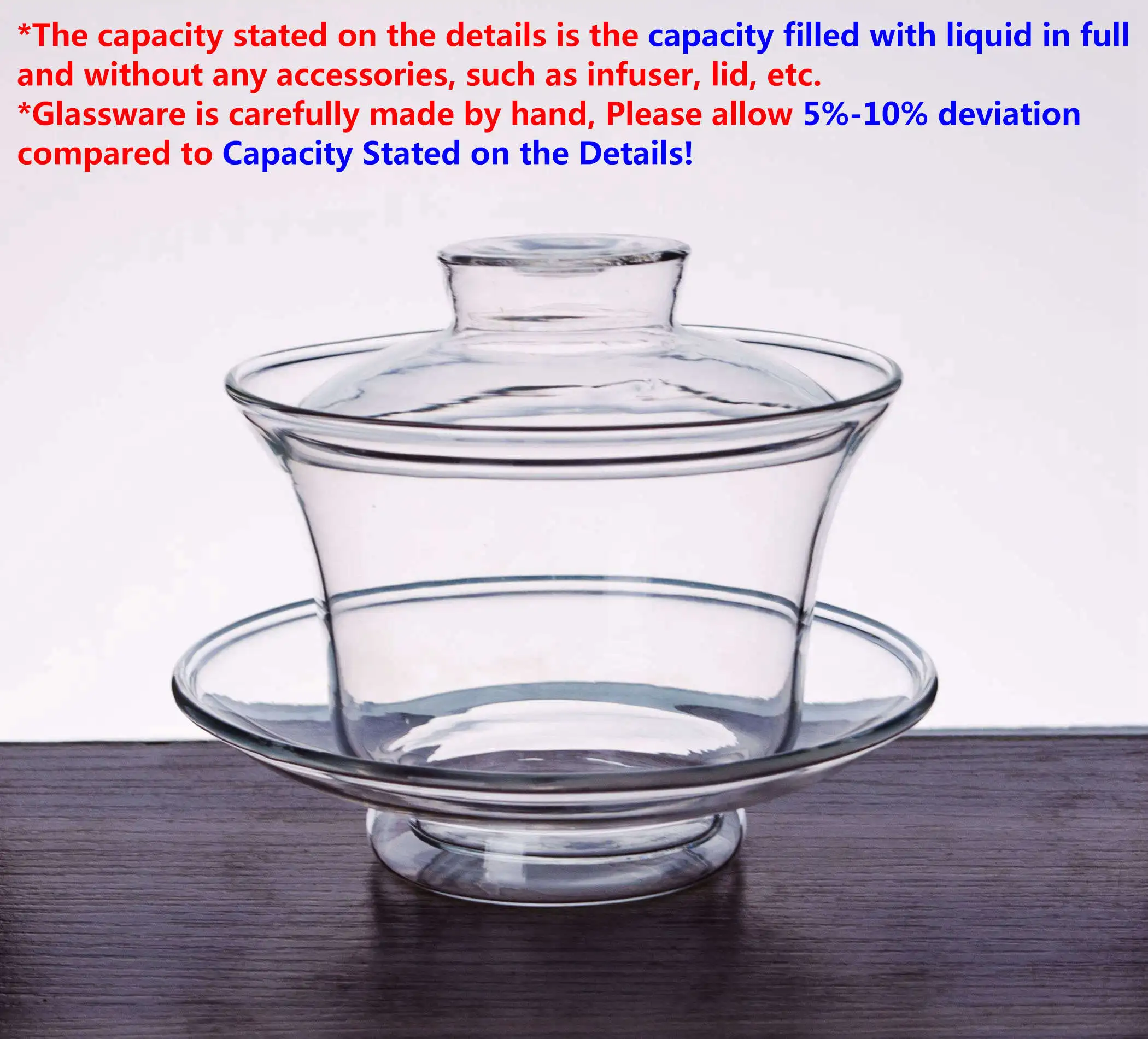 1x Tea Heat-Resisting Clear Glass Gongfu 165ml Teapot Water Cup Small Tea Pot with Saucer & Lid ( Gaiwan )