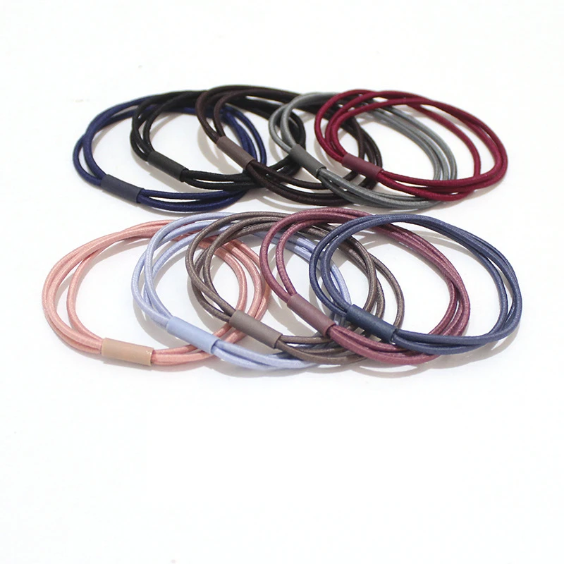 High Quality Three Line in One Multi-Color Hair Tie Rubber Band Cord Headdress  Elastic Hair Bands