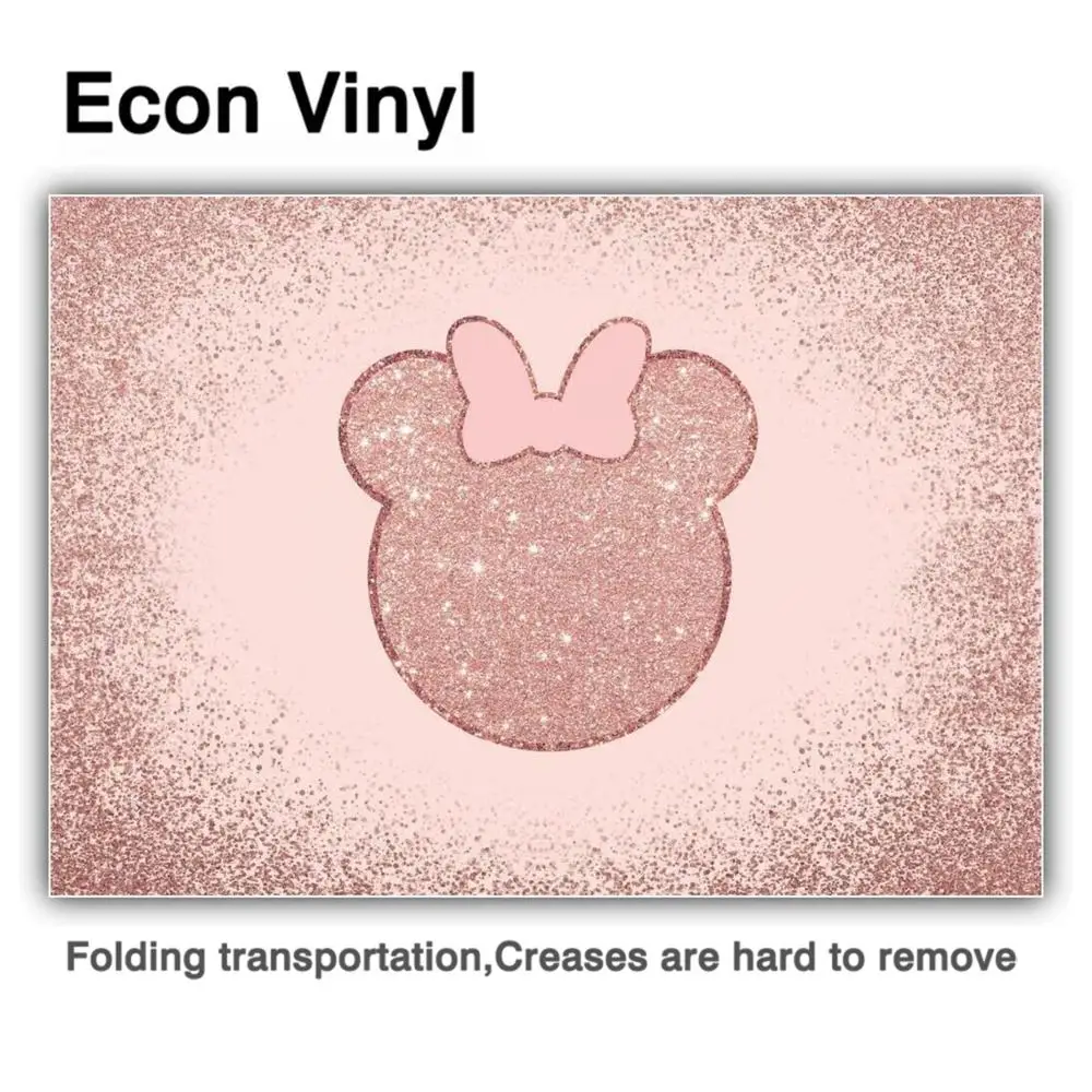 Allenjoy-마우스 배경, 활 장미 황금 모래 반짝이 파스텔 생일 베이비 샤워 공주 사진 배경 배너 패브릭