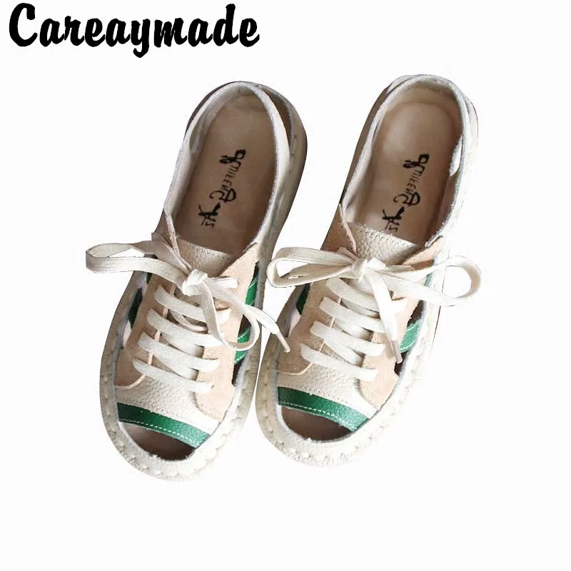 

Careaymade-Free shipping,New style summer new genuine leather sandals,super soft comfort flat bottom single shoes,3 colors