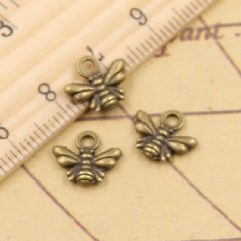 30pcs Charms Bee 10x11mm  Tibetan Bronze Silver Color Pendants Antique Jewelry Making DIY Handmade Craft