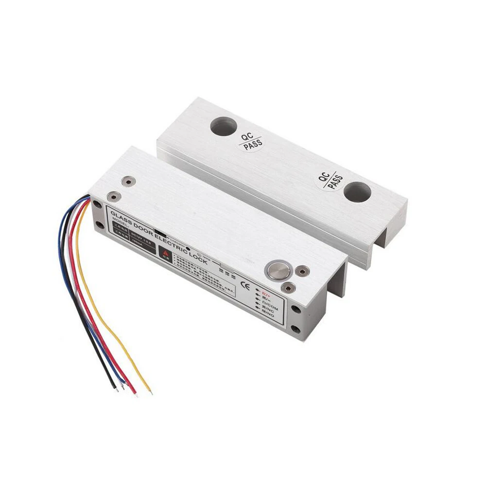 Lucking Deur DC12V Links + Rechts Beveiliging Elektrische Drop Bolt Lock Frameloze Glazen Deur Elektronisch Slot Voor Toegangscontrole Systeem