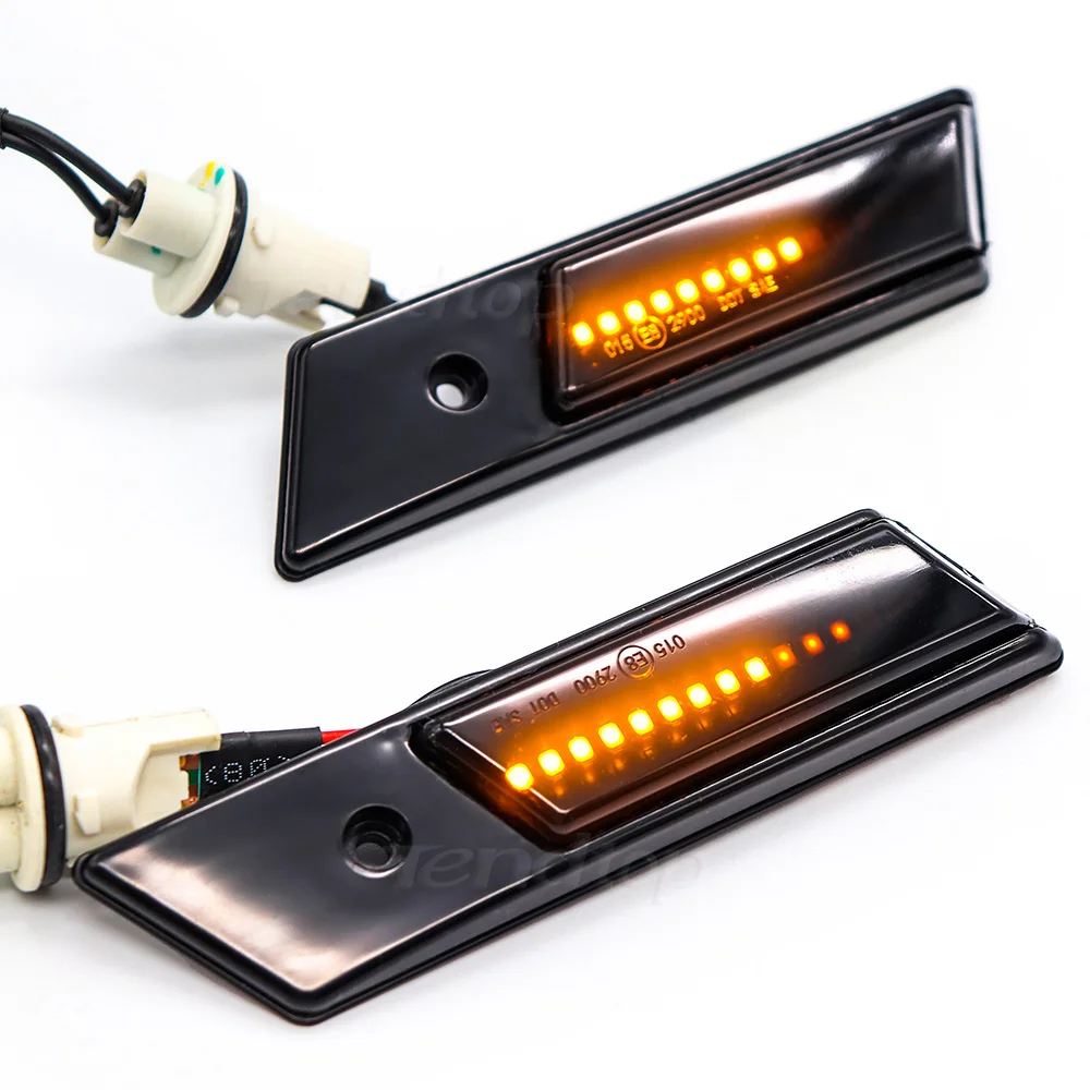 Для BMW E32 E34 E36 боковые фонари стример дымчатый черный чехол светодиодный динамический указатель поворота габаритный последовательный мигающий фонарь