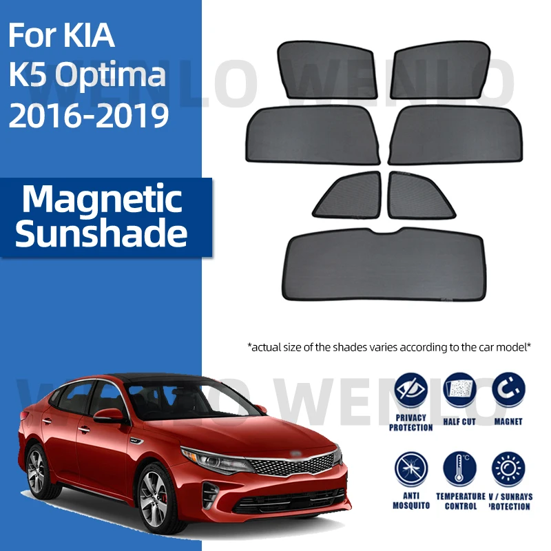 For Kia K5 Optima 2016-2019 Windshield Curtain Visor Car Sunshades Magnetic Mesh Nylon Net Windscreen Cover Darkening Sunshield