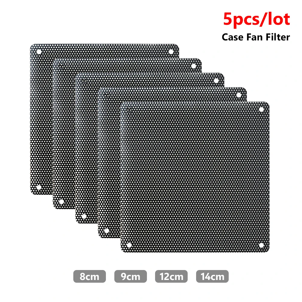 5PCS Black White 80mm 90mm 120mm 140mm PC Chassis Cooling Dust Filter PVC Net Guard Fan Cover Dust Filter Antidust Mesh Net