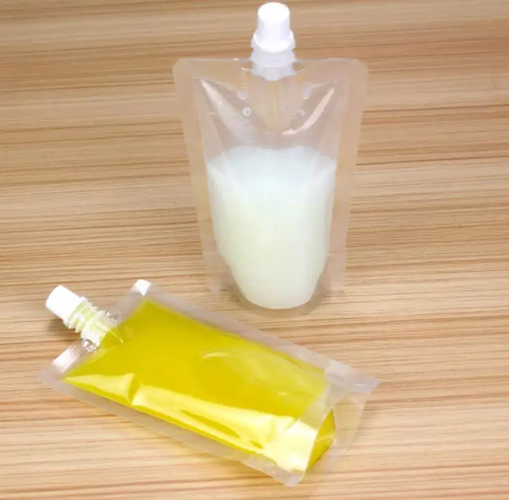 1000Pcs Jelly Clear Poly PE Doypack Storage Bag Juice Milk Liquid Empty Stand Up Plastic Spout Pack Pouch 100ml~500ml SN1281