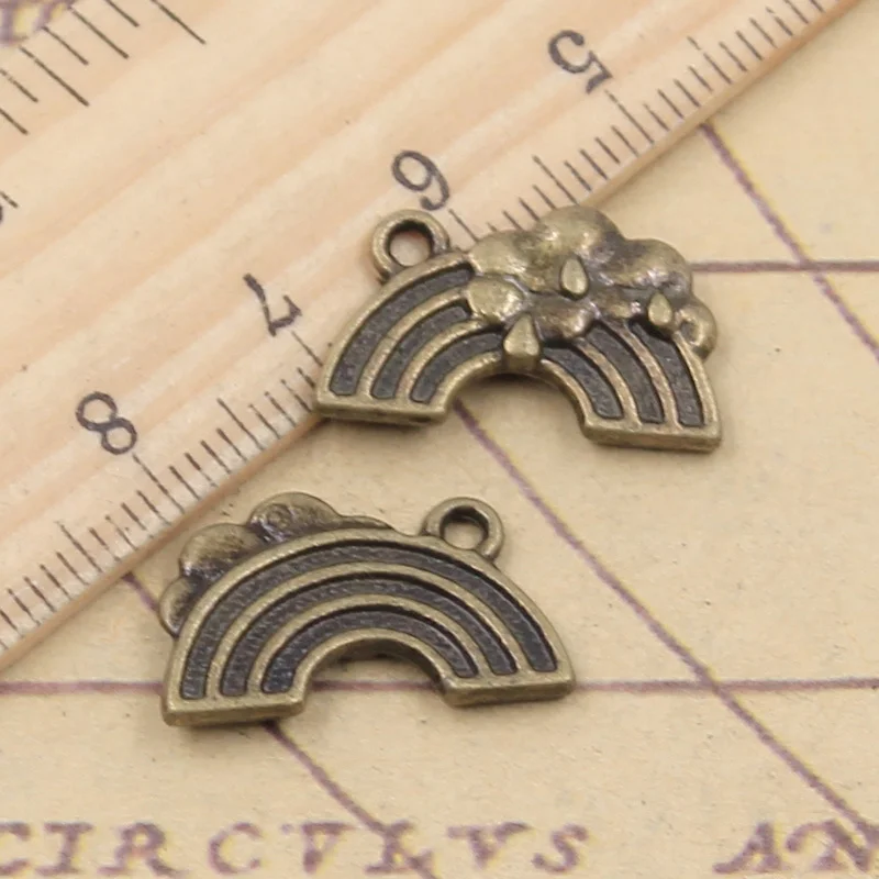 20pcs Charms Rainbow Flower 12x19mm Tibetan Bronze Silver Color Pendants Antique Jewelry Making DIY Handmade Craft