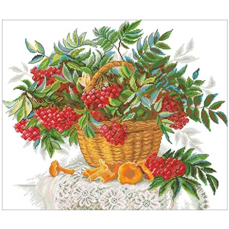 A basket of red currants patterns Counted Cross Stitch 11CT 14CT 18CT DIY Chinese Cross Stitch Kits Embroidery Needlework Sets