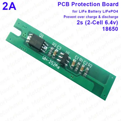 2A PCB Protection Board for 6.4v 2s 2-cell LiFe LiFePO4 18650 Battery Prevent Over Charge&Discharge