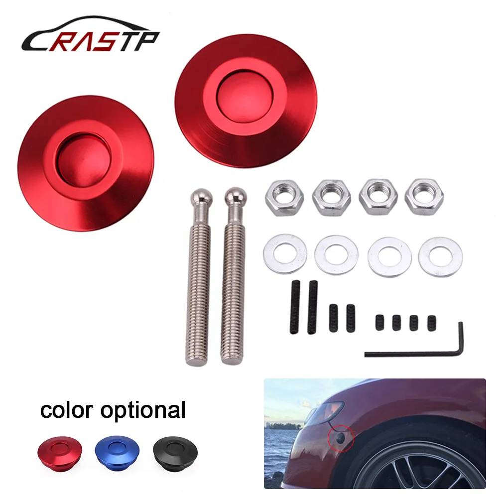 

RASTP-Universal Push Button Billet Hood Pins Lock Clip Kit Engine Bonnets Lock Aluminum Car Quick Latch RS-ENL008