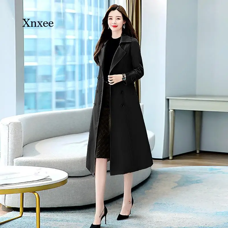 

Autumn and Winter Women's Trench Coat Casual Women's Long Coat Coat Fashion Double-Breasted Trench Coat