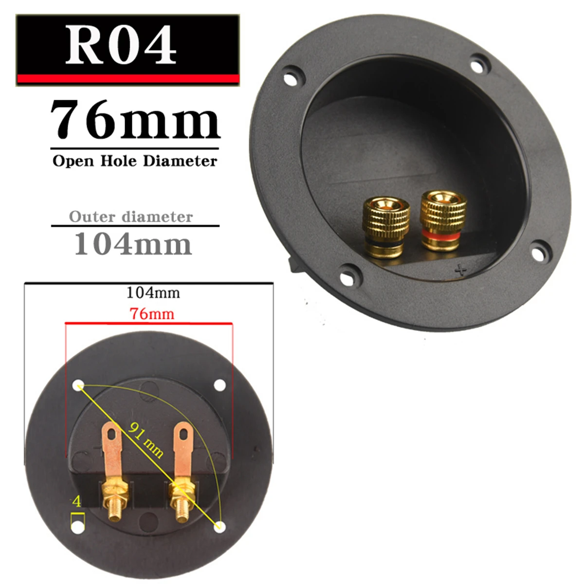 HIFIDIY LIVE Square circle (Install Hole 49-76) speaker junction Box  Terminal Shell 2 copper Binding Post Wire Cable Connector