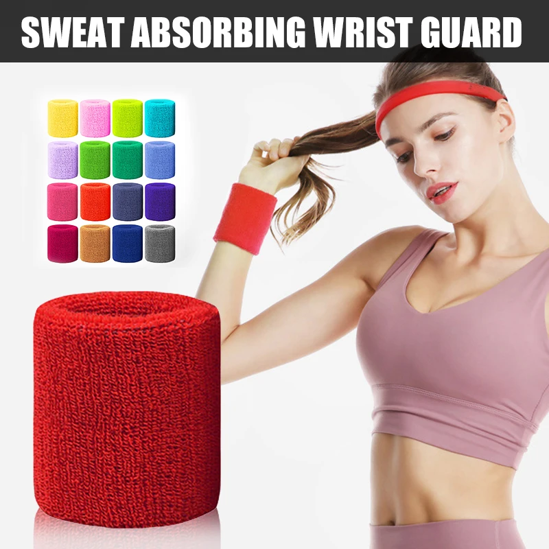 Colorful Sports Wristbands Cotton High Elasticity Wristbands Sweat-absorbent Sweatband for Tennis Sport Basketball Gymnastics