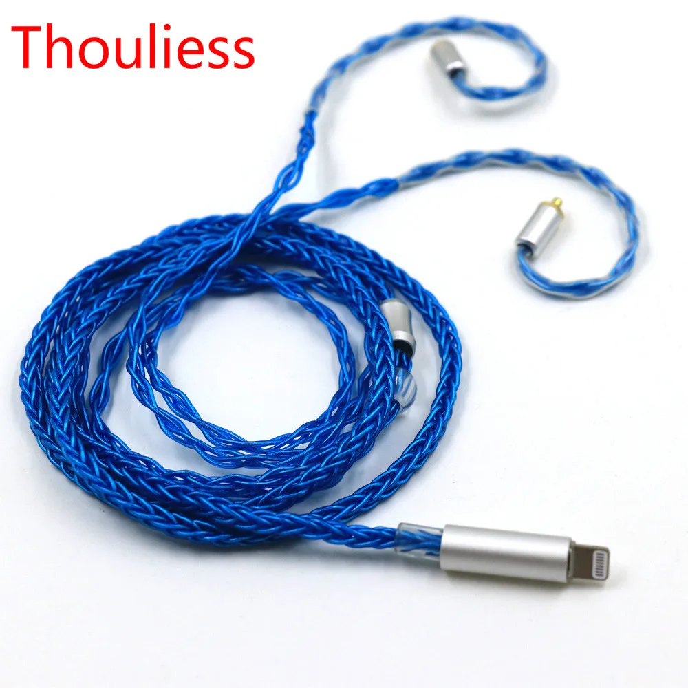 Thouliess UP-OCC Single Crystal Silver MMCX Connector Headphone Upgrade Cable for Lightning Plug