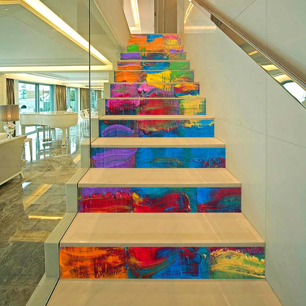 

Color Painting Stairway Wall Stickers Stairs Step Floor Home Decor Wallpaper Self-adhesive Peel & Sticker Vinly Art Wallpaper