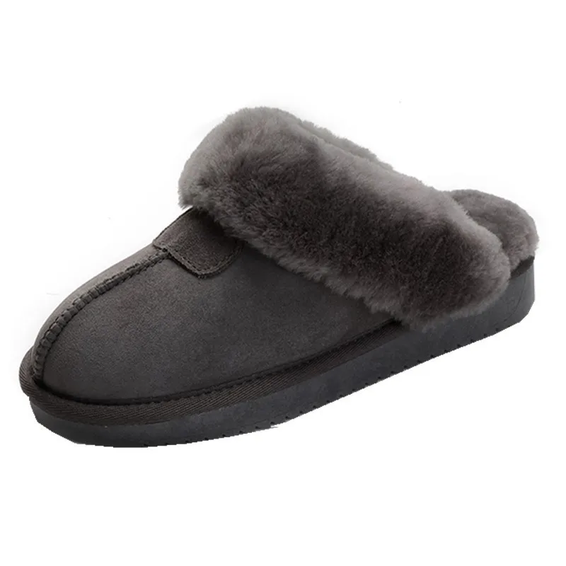 Top Quality 2023 Natural Sheepskin Fur Slippers Female Winter Slippers Women Warm Indoor Slippers Soft Wool Lady Home Slippers