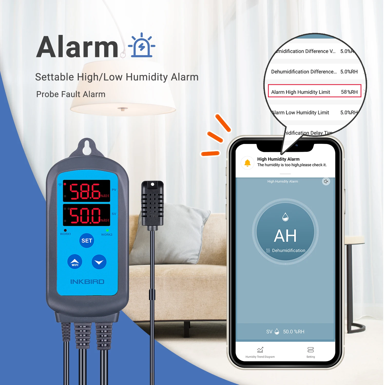 Imagem -06 - Inkbird-controlador de Umidade Digital Wifi Inteligente Dual Outlet Humidistat Pré-wired para Home Brewing Ihc200 200 Liquidação de Estoque