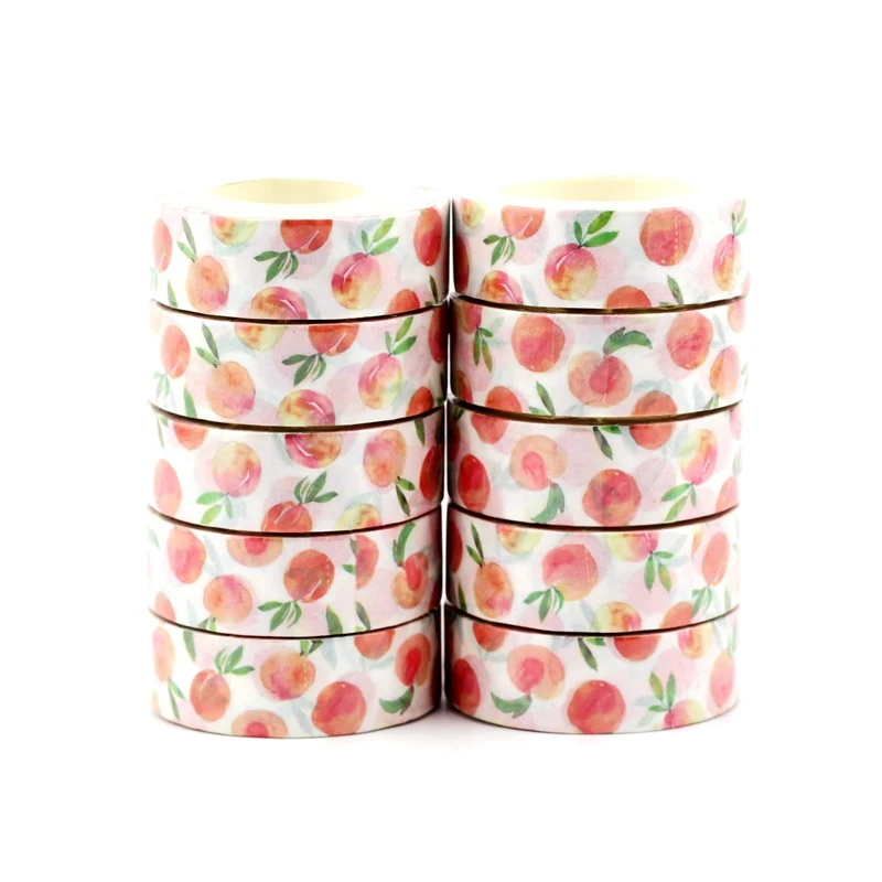 NEW 10pcs/Lot Decorative Fruit Peach Paper WashiTapes DIY Adhesive Sticker Masking Tape Stationery Scrapbooking Office Supplies