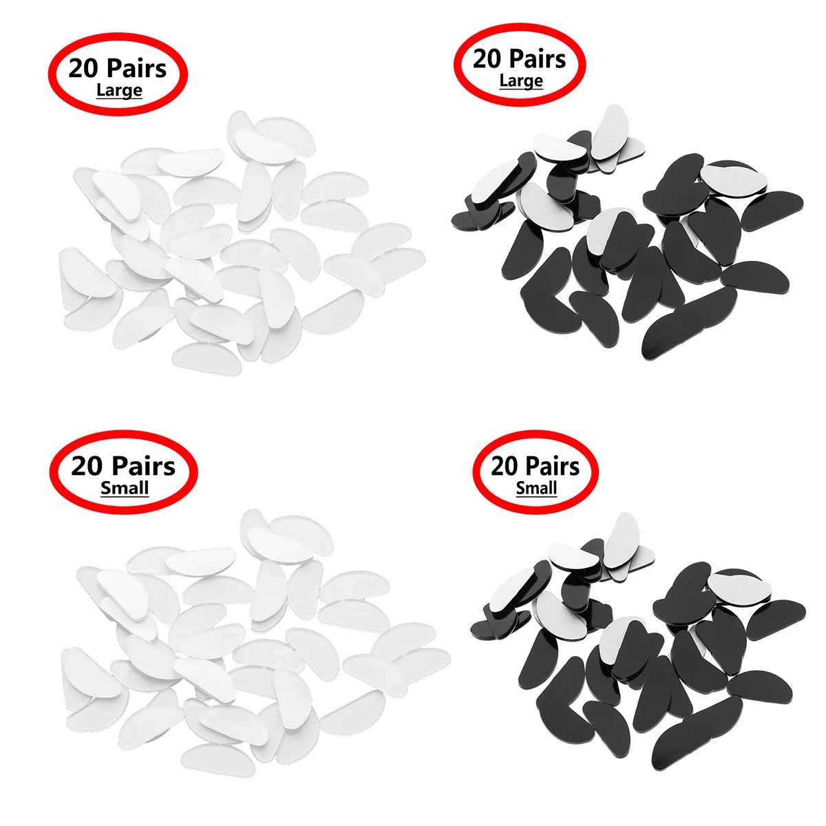 20 Pairs Hypo-allergenic Silicone Nose Pads Adhesive Anti Slip Eyeglass Stickers Eyewear Supplies Stick On Gasket for Sunglasses