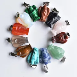 Wholesale12pcs/lot Fashion Carved Mixed natural Stone Angel charms Pendants for Necklace making jewelry  Free shipping