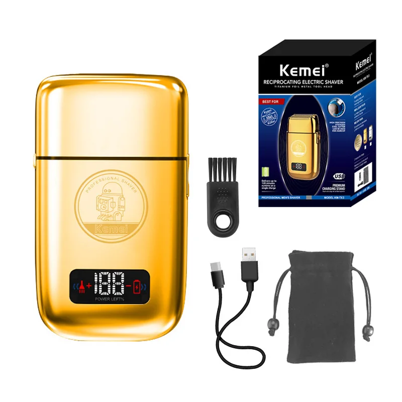 Kemei All-metal Electric Shaver Men Electric Razor Rechargeable Beard Shaver Floating Hair Trimmer Face Care Shaving Machine
