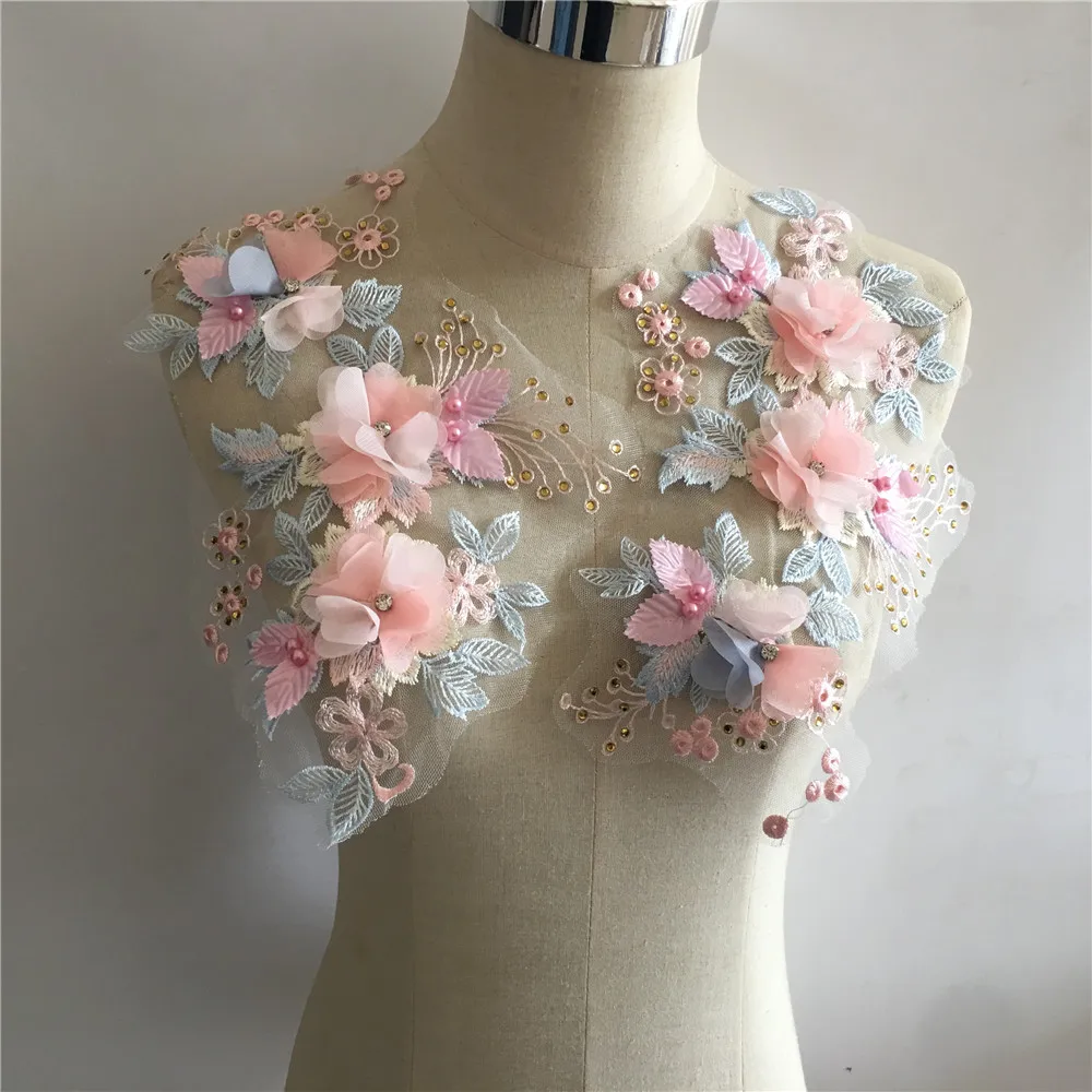 The New ABS Pearl Three-dimensional Flower Lace Collar Sewing DIY Bud Fabric Applique Decoration Clothes Accessories Scrapbook