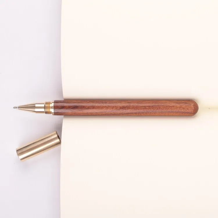 Vintage Wood Ballpoint Pen Top Brass Roller Pen School Business Gifts Cap Ball Pens Retro Stationery Supplies for Dropshipping