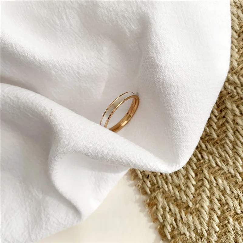 2021 New Waterproof Stainless Steel Mother Shell Cubiz Zirconia Stacker Rings for Women Grils Fashion Jewelry Wedding Gift