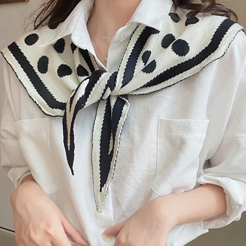 

Korean Wool Thicken Cross Knot Dots Warm Knit Shawl Summer Air Conditioned Room Protect Cervical Spine Cloak Women Scarf P89