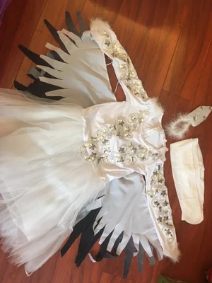 Disfraces de baile de pájaros blancos para niñas, disfraces de baile de animales para niñas, cosplay de pájaros de baile, ropa de rendimiento de