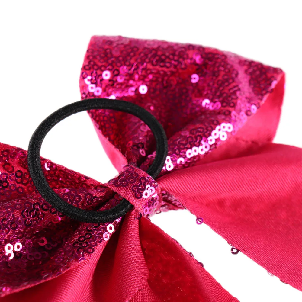 8 pollici ragazze paillettes Jumbo Cheerleading Bow fasce elastiche per capelli Cheerleader fiocco per capelli con supporto coda di cavallo accessori per capelli donna